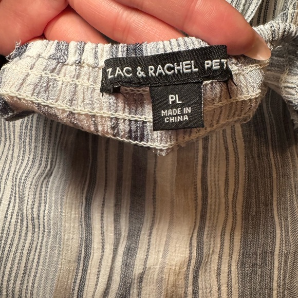 Women’s Petite Blue Stripe Quarter Sleeve Off the Shoulder Top - Picture 5 of 6